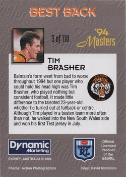 1994 Dynamic NSW Rugby League '94 Masters #3 Tim Brasher Back